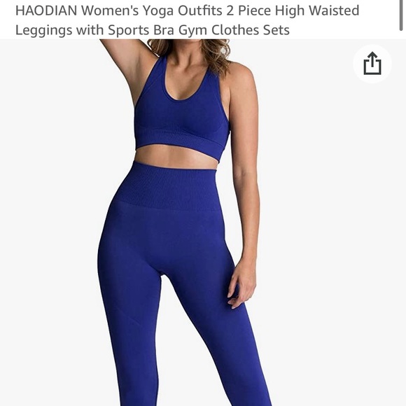 Royal Blue Workout Bra and Legging Matching Set Size Medium - Picture 2 of 6